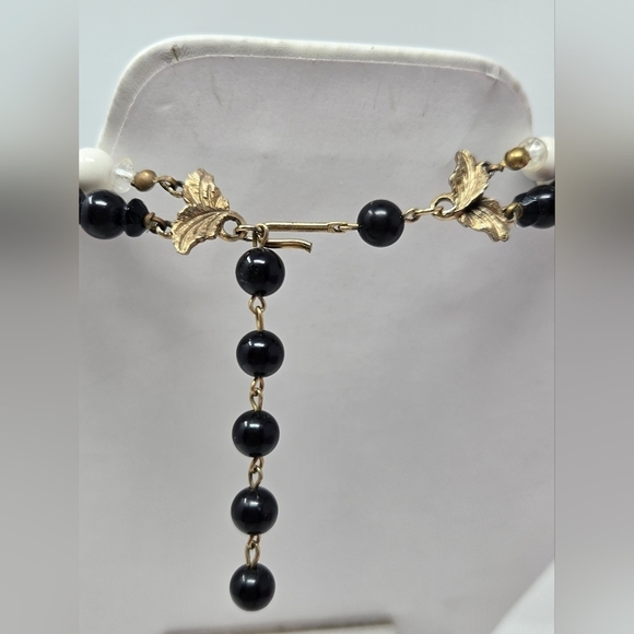 VINTAGE ART ARTHUR PEPPER BLACK & WHITE BEAD DOUBLE STRAND NECKLACE JEWELRY - Picture 5 of 14